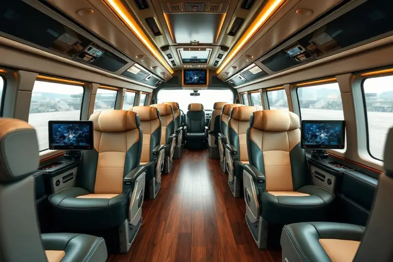 Intérieur d'un autocar VIP Overline Voyages, sièges inclinables